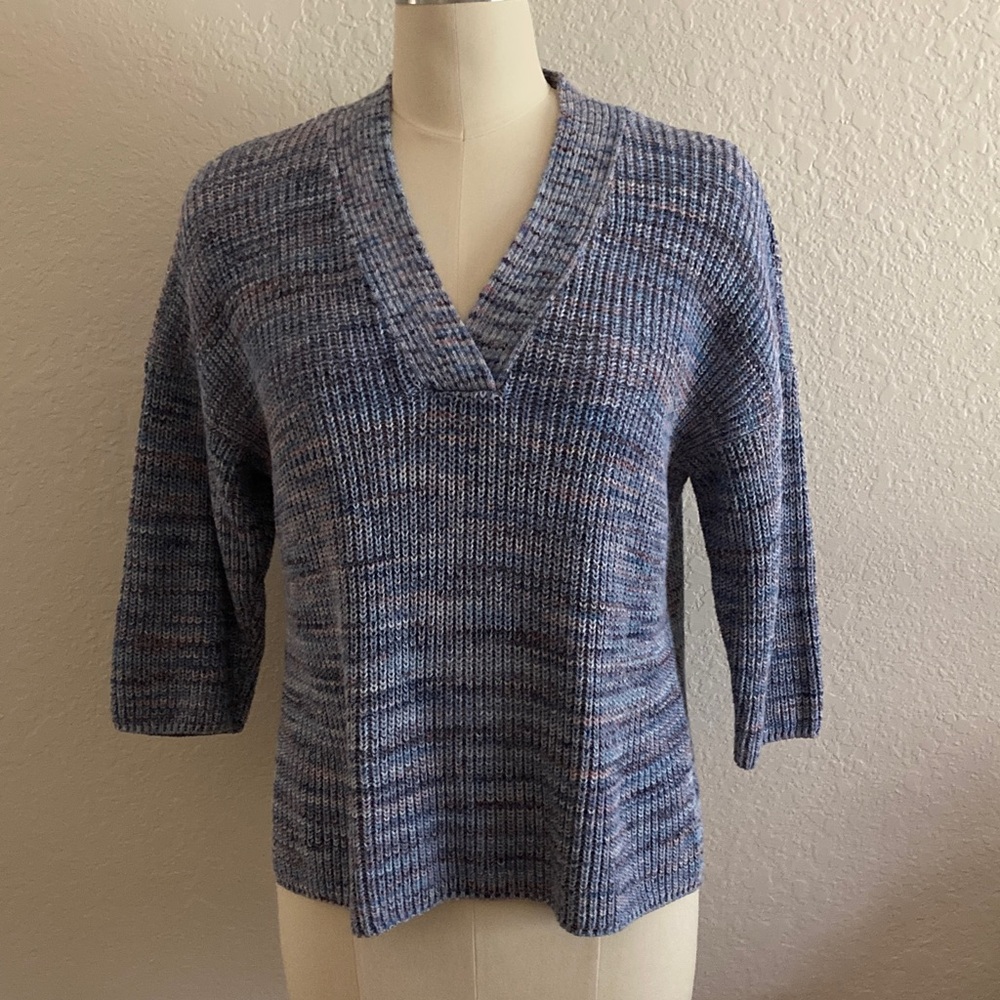 J. Jill Soft Blue Cotton V-Neck Sweater